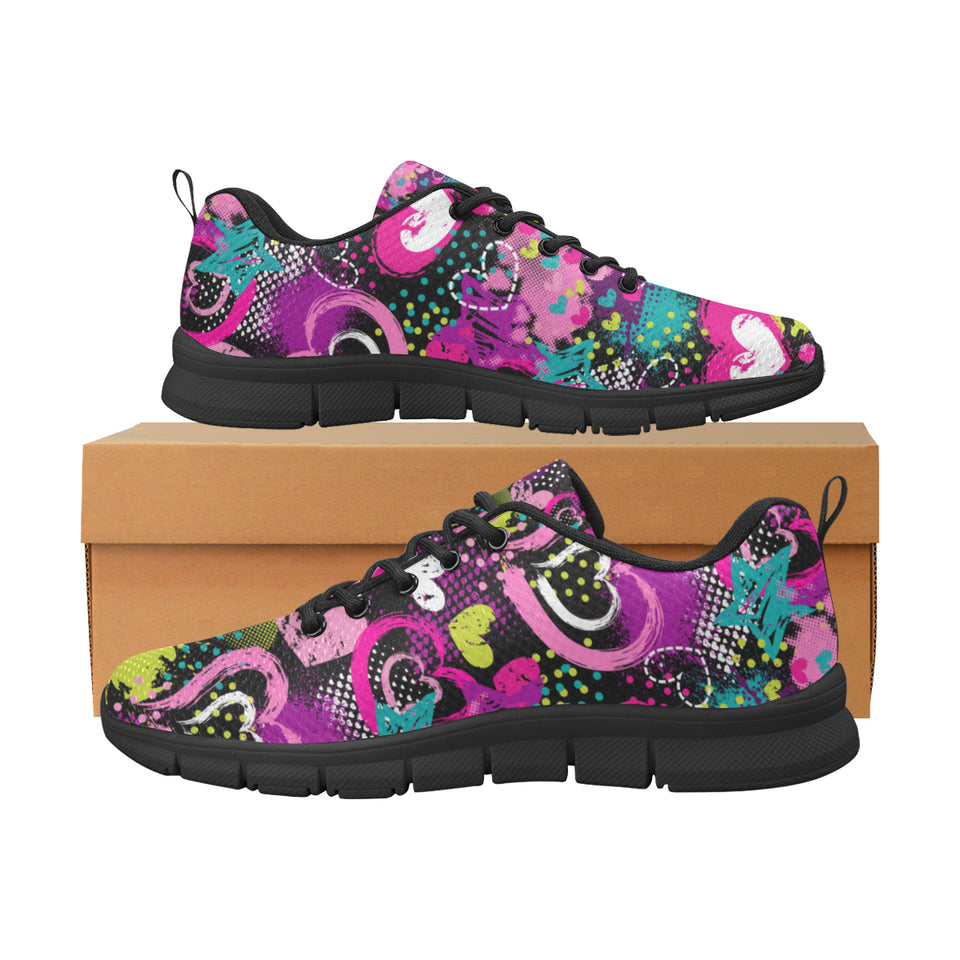 heart dot wave star creative design pattern Women's Sneaker Shoes