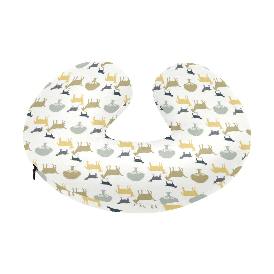 Silhouettes of goat and tree pattern U-Shaped Travel Neck Pillow