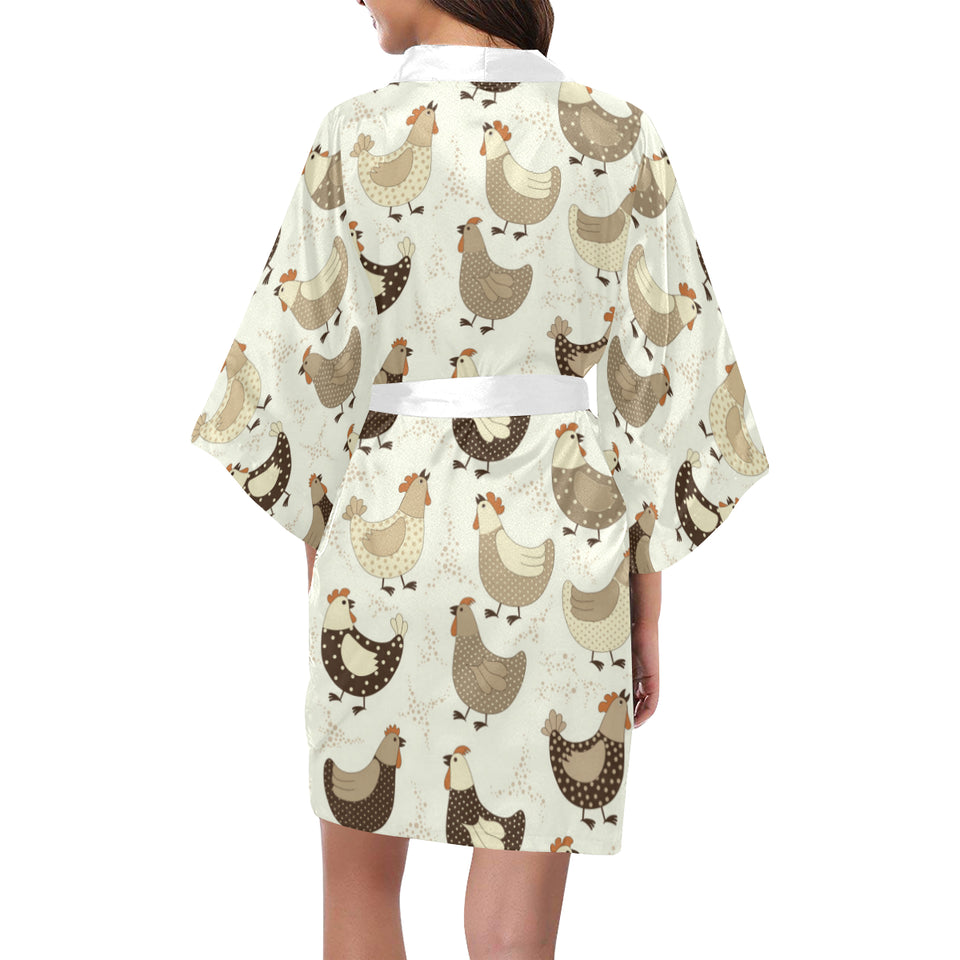 Cute rooster chicken cock Women's Short Kimono Robe
