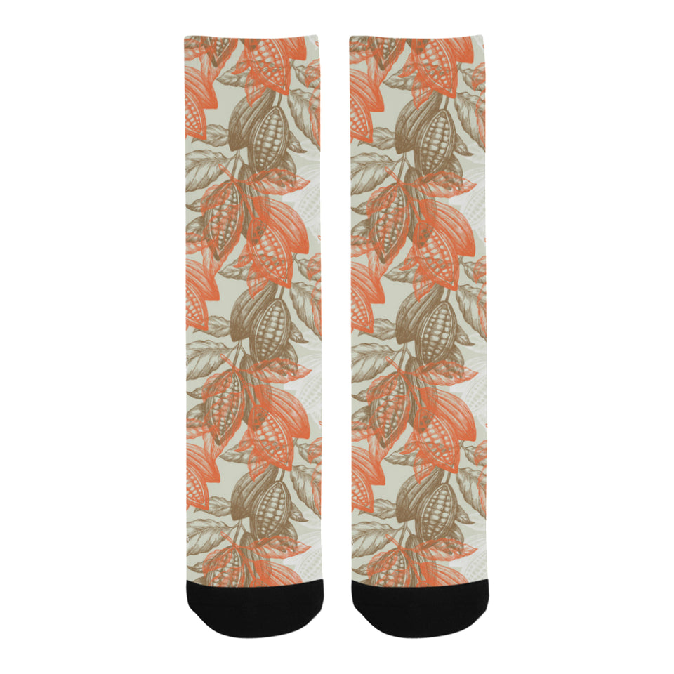 Cocoa beans Cocoa tree pattern Crew Socks