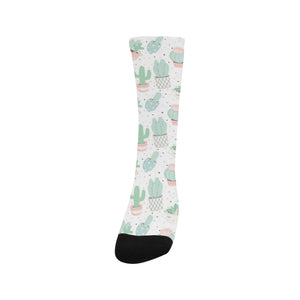 Pastel color cactus pattern Crew Socks