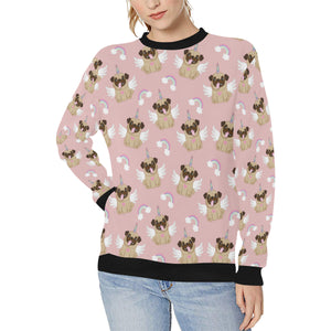 Cute unicorn pug pattern Women's Crew Neck Sweatshirt