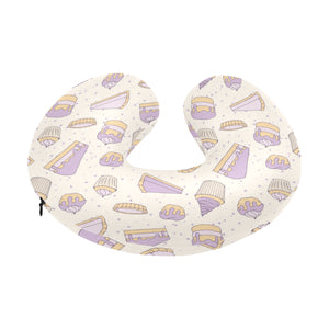 Cakes pies tarts muffins and eclairs purple bluebe U-Shaped Travel Neck Pillow