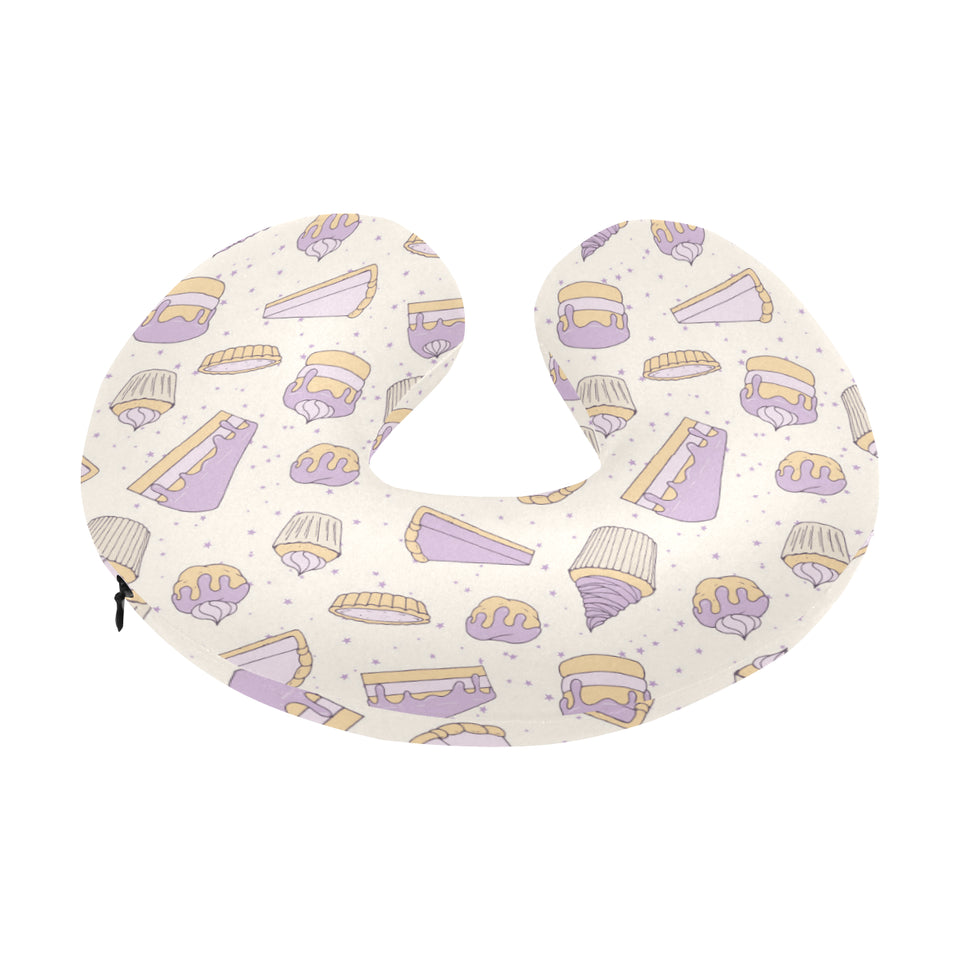 Cakes pies tarts muffins and eclairs purple bluebe U-Shaped Travel Neck Pillow