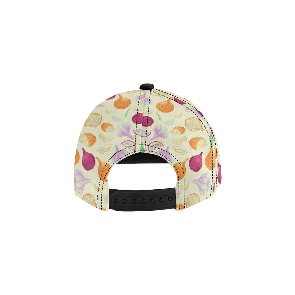 Onion garlic white red pattern All Over Print Snapback Cap