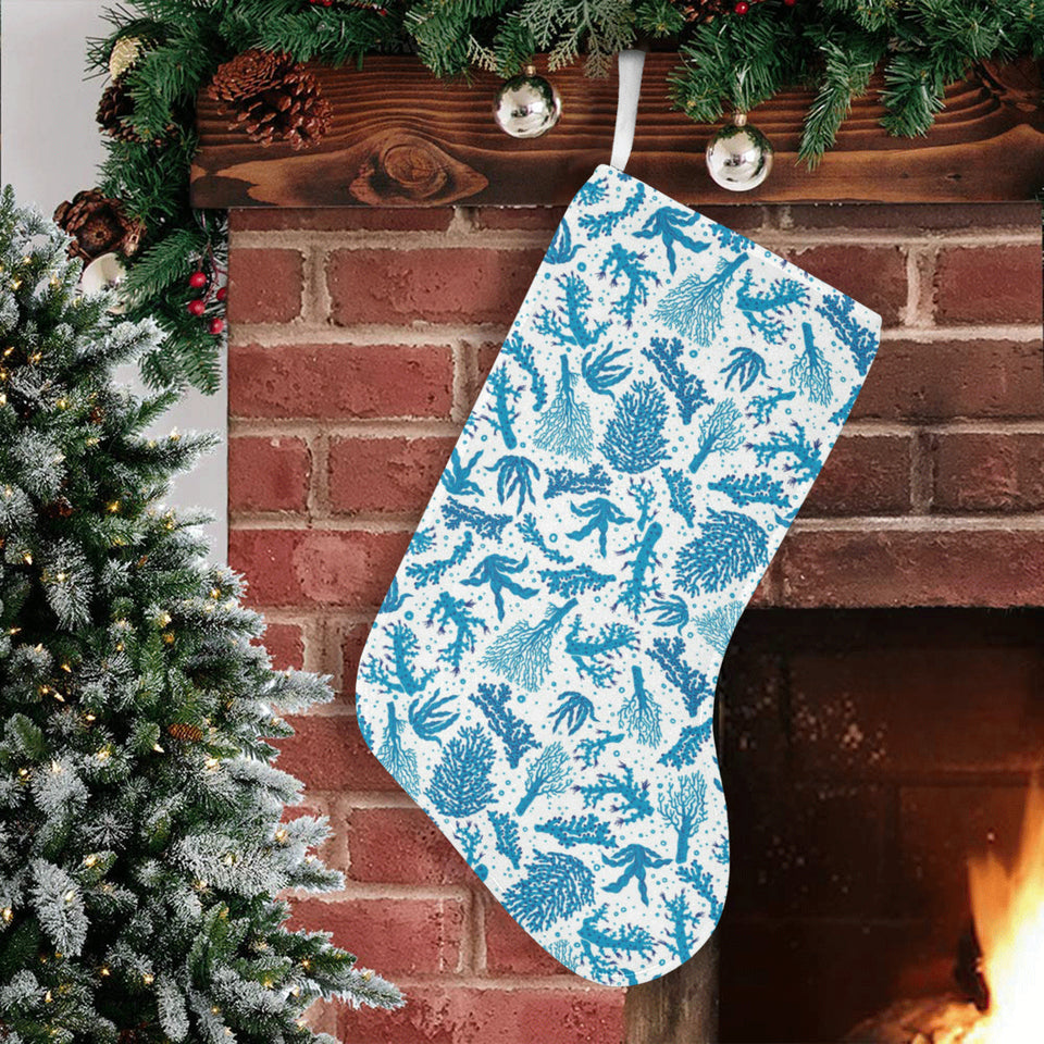 Coral Reef Pattern Print Design 01 Christmas Stocking