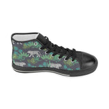 white bengal tigers tropical plant Women's High Top Canvas Shoes Black