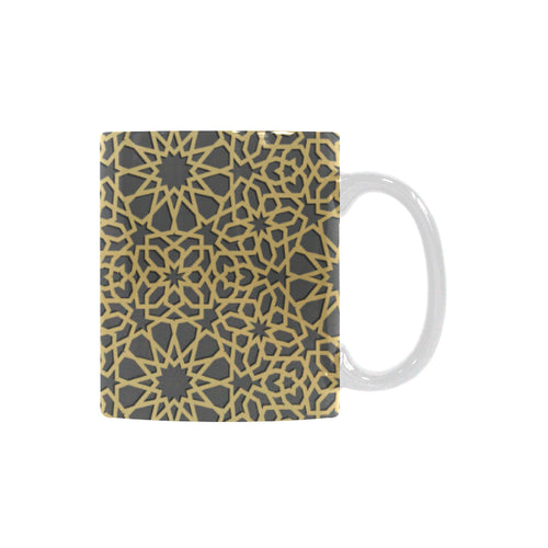arabic star gold pattern Classical White Mug (Fulfilled In US)