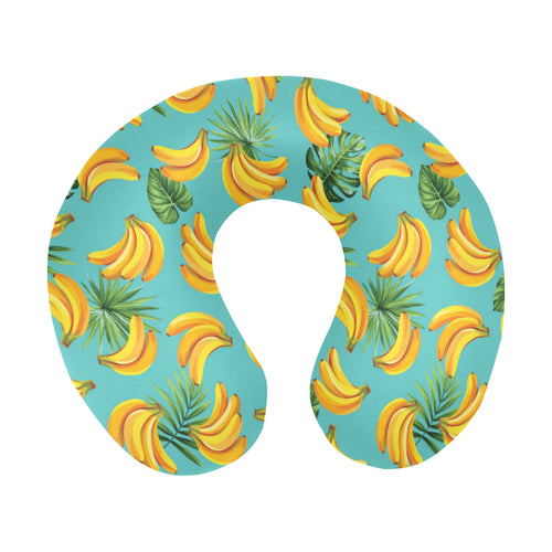Banana Palm Leaves pattern background U-Shaped Travel Neck Pillow