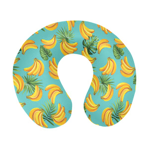 Banana Palm Leaves pattern background U-Shaped Travel Neck Pillow