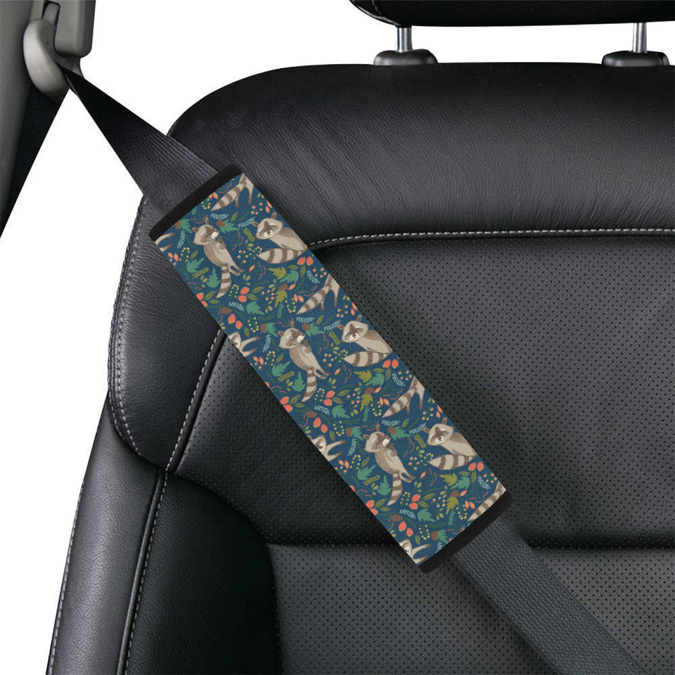 Raccoon tropical leaves pattern Car Seat Belt Cover