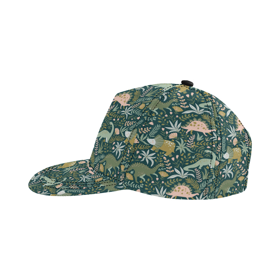 dinosaurs tropical leaves flower pattern All Over Print Snapback Cap