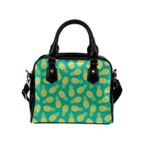Pineapples pattern green background Shoulder Handbag