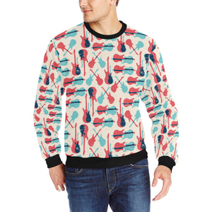 Red Blue guitar pattern Men's Crew Neck Sweatshirt