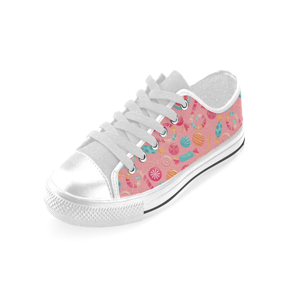 Colorful candy pattern Men's Low Top Shoes White