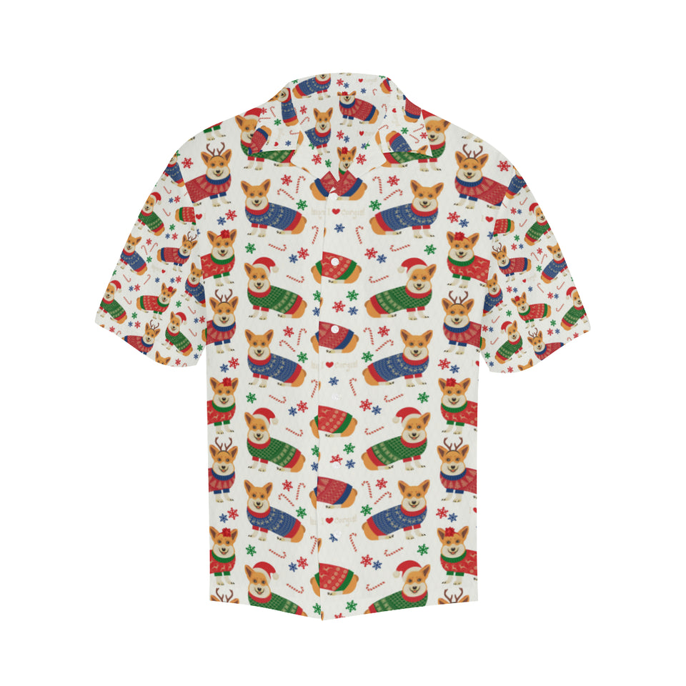 Corgi Christmas Pattern Men's All Over Print Hawaiian Shirt