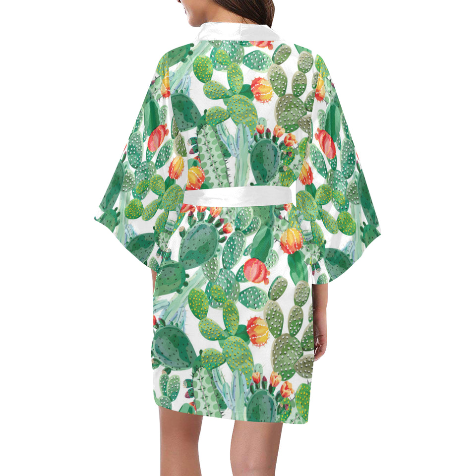 Cactus design pattern copy Women's Short Kimono Robe