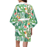 Cactus design pattern copy Women's Short Kimono Robe