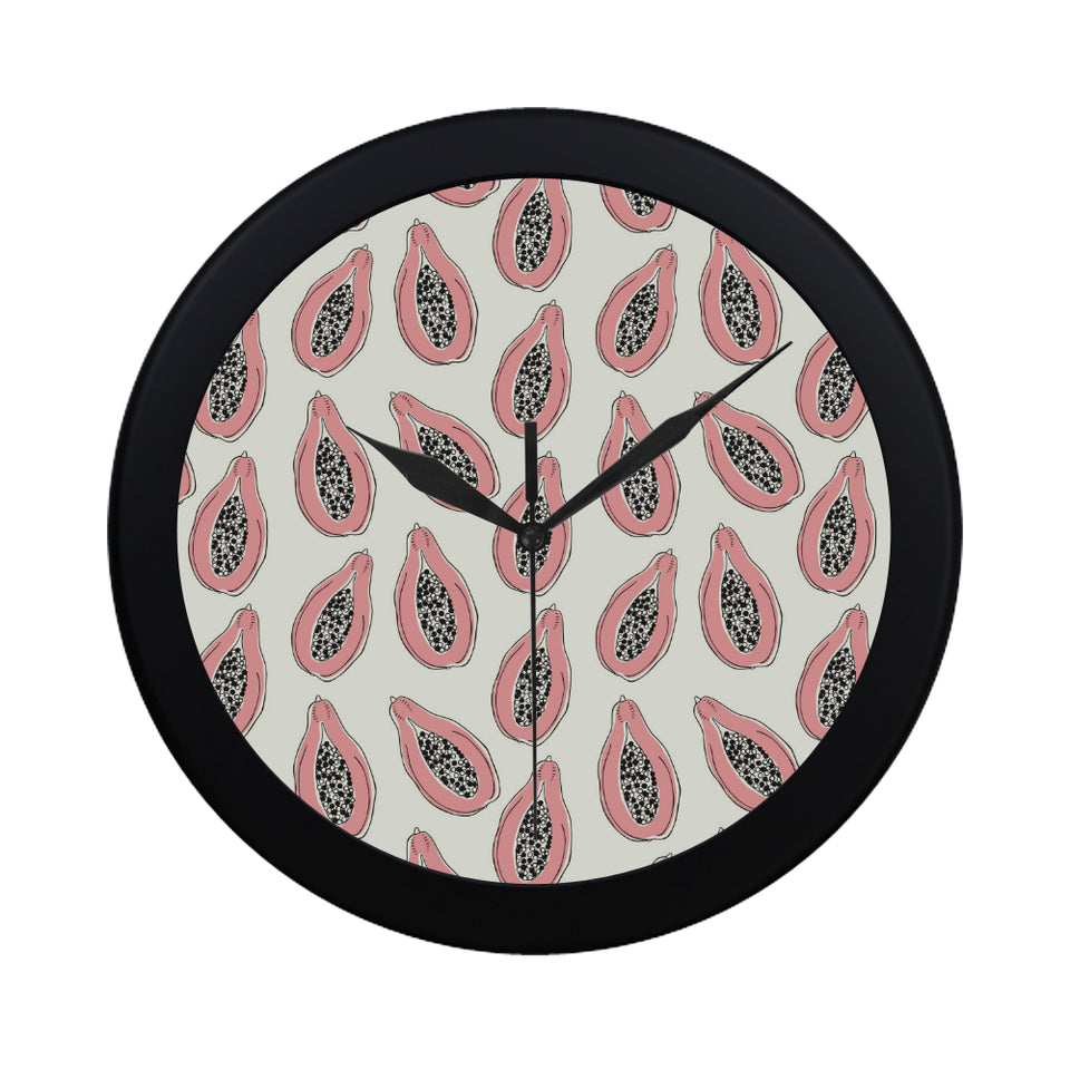 papaya pattern Elegant Black Wall Clock