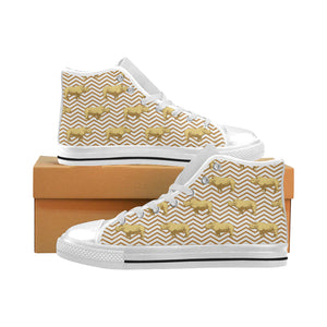 Rhino yellow theme pattern Men's High Top Canvas Shoes White