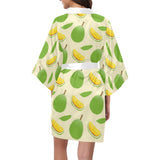 Durian pattern Women's Short Kimono Robe