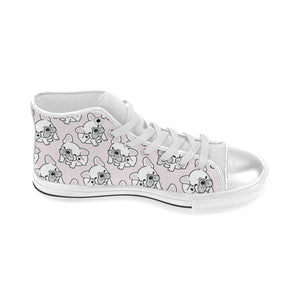 Cute french bulldog pattern Women's High Top Canvas Shoes White