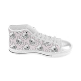 Cute french bulldog pattern Women's High Top Canvas Shoes White