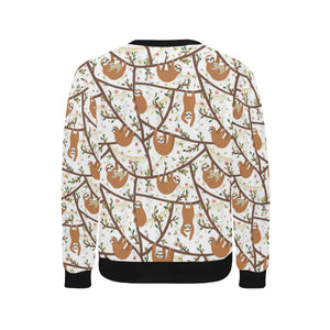 Sloths hanging on the tree pattern Men's Crew Neck Sweatshirt