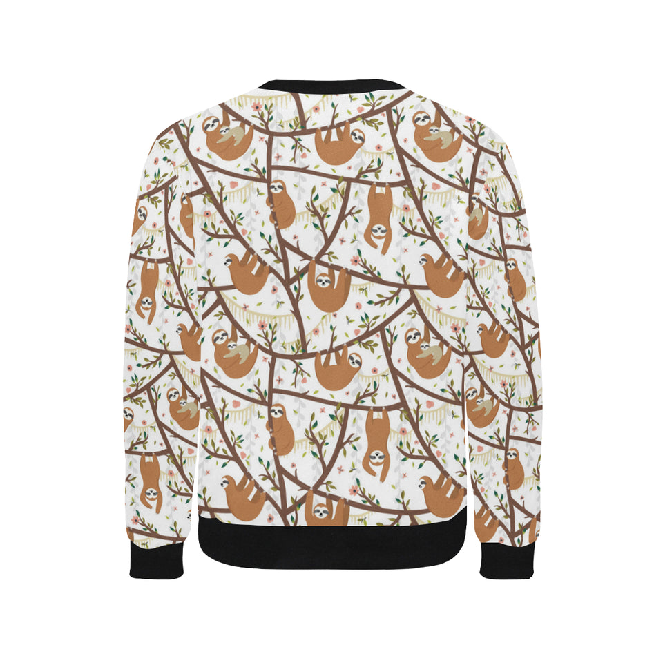 Sloths hanging on the tree pattern Men's Crew Neck Sweatshirt