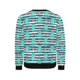 Cute octopuses heart striped background Men's Crew Neck Sweatshirt