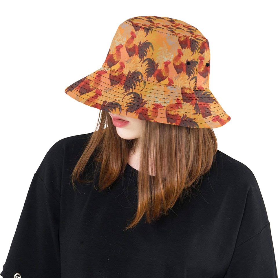 red rooster chicken cock pattern Unisex Bucket Hat
