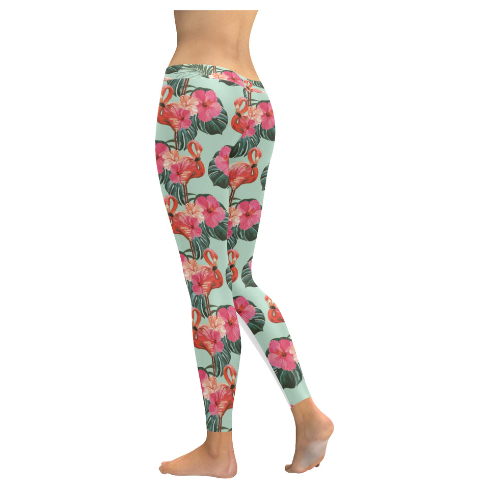 Beautiful flamingo tropical palm leaves hibiscus p Women's Legging Fulfilled In US