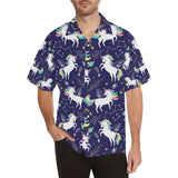 Hand drawn cute unicorn star planet Men's All Over Print Hawaiian Shirt