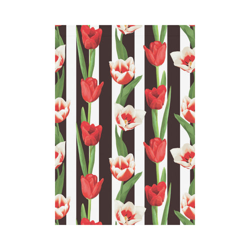 red and white tulips pattern House Flag Garden Flag