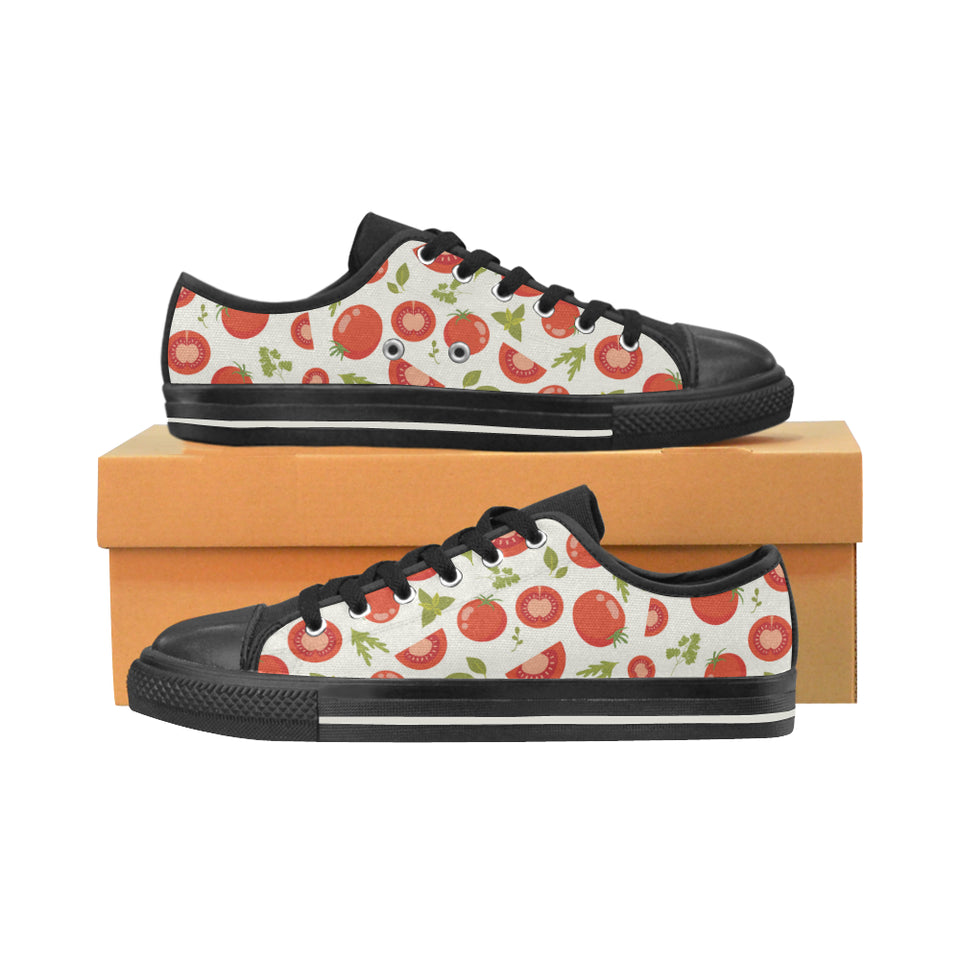 Tomato pattern Women's Low Top Canvas Shoes Black