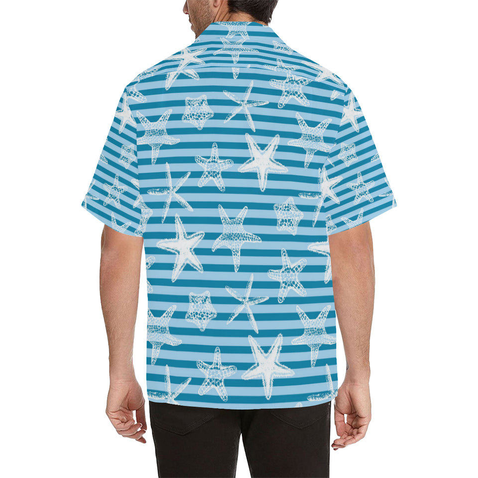 Starfish blue blackground Men's All Over Print Hawaiian Shirt