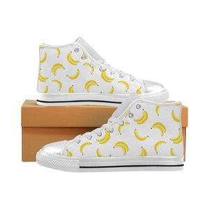 Banana pattern Women's High Top Canvas Shoes White