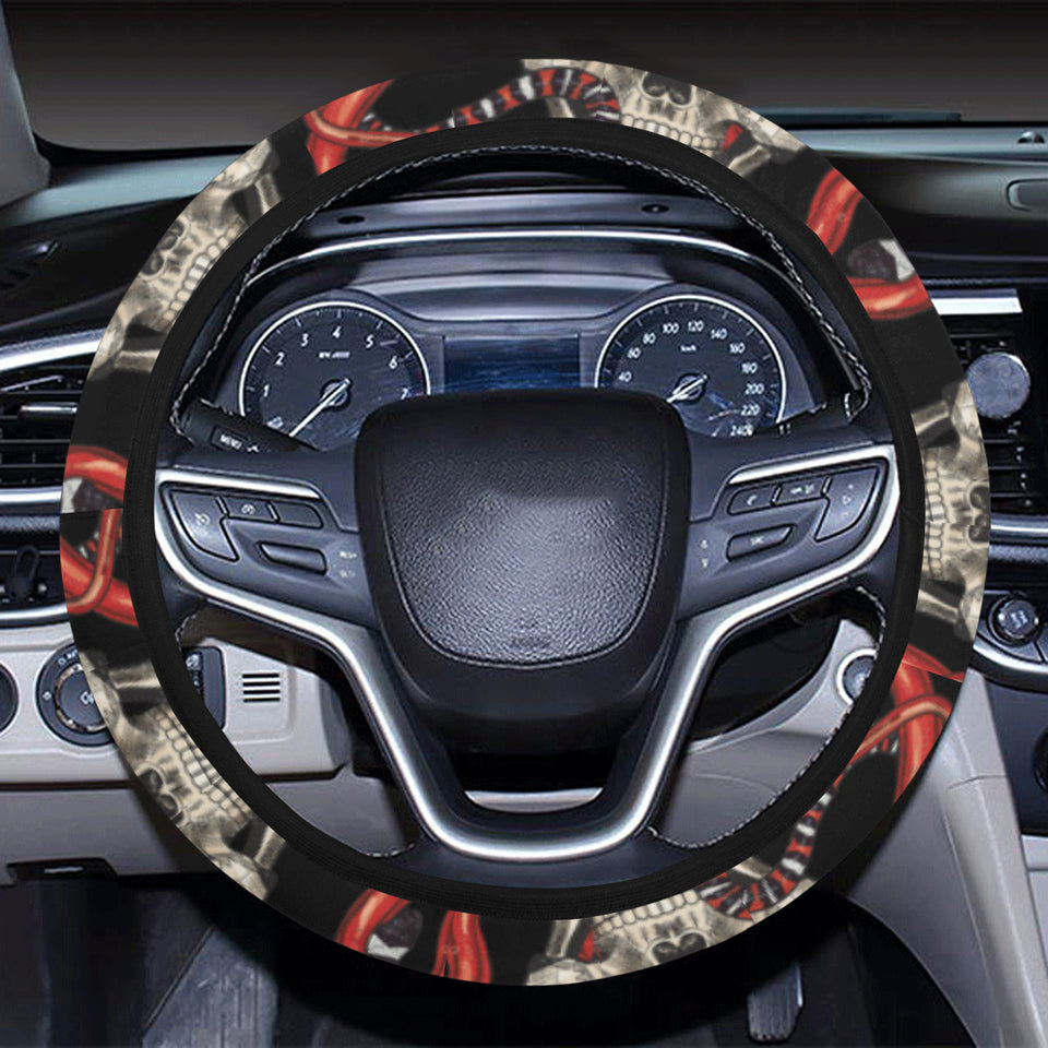 Red snake skull pattern Car Steering Wheel Cover