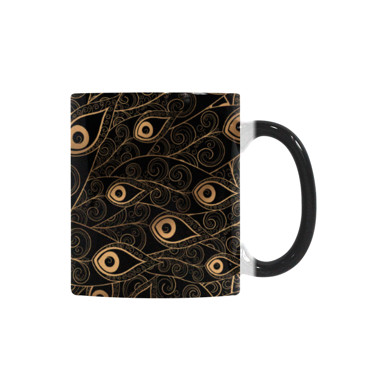 Gold peacock feather pattern Morphing Mug Heat Changing Mug