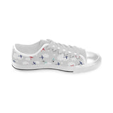 Airplane cloud grey background Men's Low Top Shoes White