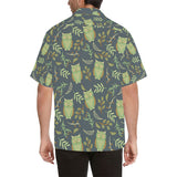 Cute owls leaves pattern Men's All Over Print Hawaiian Shirt