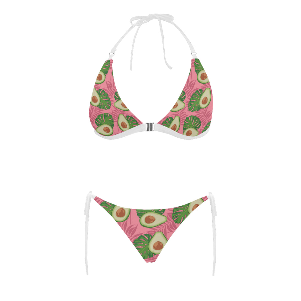 Avocado slices leaves pink back ground Sexy Bikinis Two-Piece Swimsuits