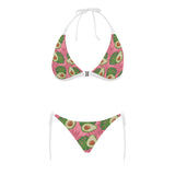 Avocado slices leaves pink back ground Sexy Bikinis Two-Piece Swimsuits