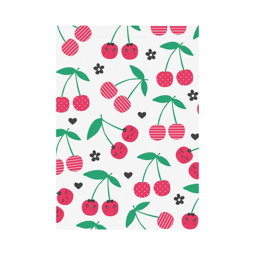 cherry pattern white background House Flag Garden Flag