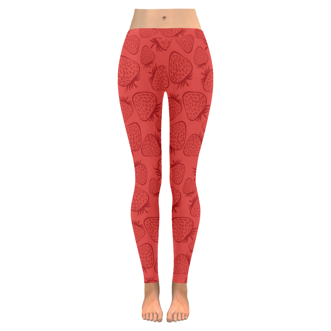 strawberry pattern red background Women's Legging Fulfilled In US