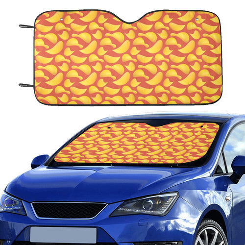Potato Chips Pattern Print Design 05 Car Sun Shade