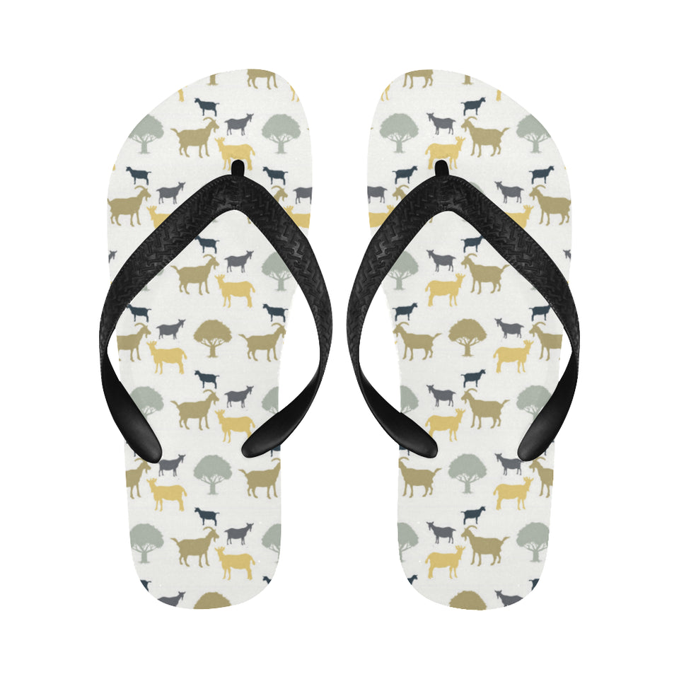 Silhouettes of goat and tree pattern Unisex Flip Flops