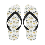 Silhouettes of goat and tree pattern Unisex Flip Flops