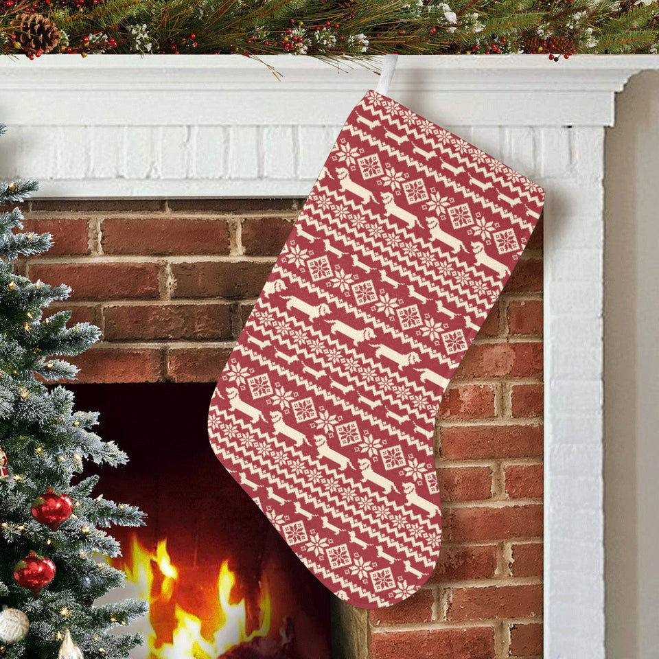 Dachshund Nordic pattern Christmas Stocking