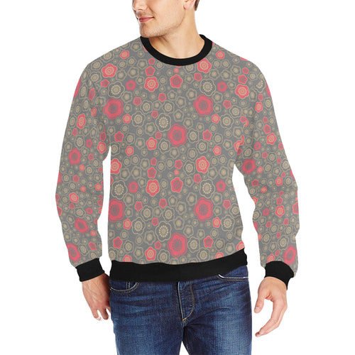 Red gold Sakura cherry blossom gray background Men's Crew Neck Sweatshirt